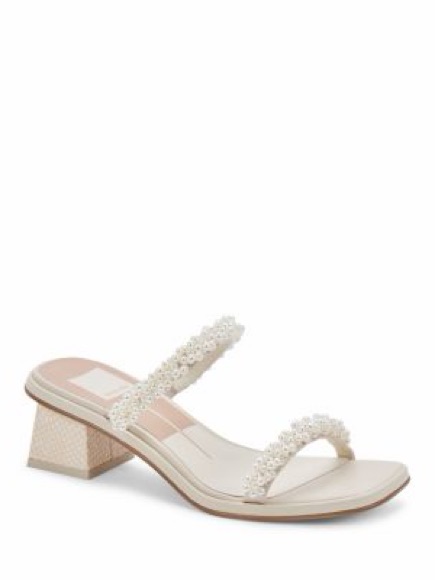 Dolce Vita River Pearl Block Heel In Vanilla Pearls